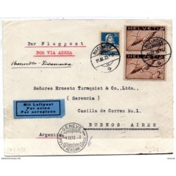 Carta  de suiza de 1933 via aeroplano