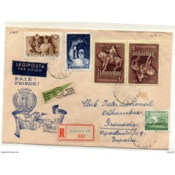 Carta certificada con matasellos de 1957 Hungria