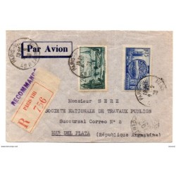 Carta  certificada de francia de 1938