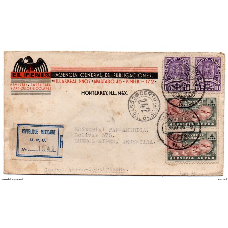 Carta de mexico con certificad upu de 1936 Carta de mexico con certificad upu de 1936