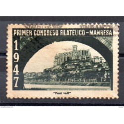 Viñeta primer congreso filatelico de manresa 1947