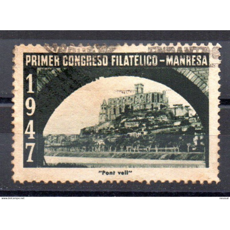 Viñeta primer congreso filatelico de manresa 1947 Viñeta primer congreso filatelico de manresa 1947