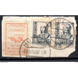 Fragmento de sellos con viñetas matasellos huelva de 1937