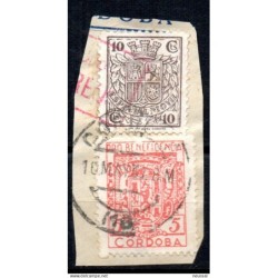Fragmento de fiscales con viñetas matasellos cordoba