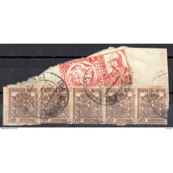 Fragmento de fiscales con viñetas matasellos de 1937