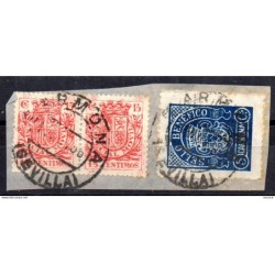 Fragmento de sellos con viñetas matasellos de carmona
