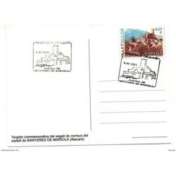 Tarjeta con matasellos commemorativo de castell de mariola de 2002
