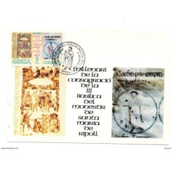 Tarjeta con matasellos commemorativo de milenari consagracion de la basilica  tirada numerada