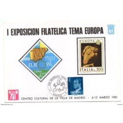 Tarjeta con matasellos commemorativo de exposicion filatelica de 1981