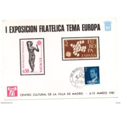 Tarjeta con matasellos commemorativo de exposicion filatelica de 1981