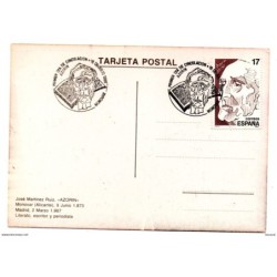 Tarjeta con matasellos commemorativo de azorin de 1986