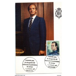 Tarjeta con matasellos commemorativo de convenio para la salvaguarda del patrimonio arquitectonico