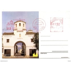 Tarjeta con matasellos mecanico de 1987