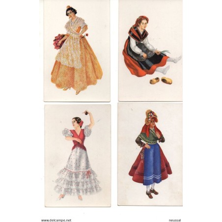 8 tarjetas de trajes regionales españa