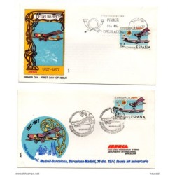 2 cartas con matasellos commemorativo vuelo inagural de 1977