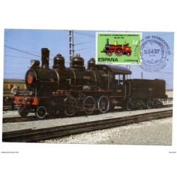 Tarjeta con matasellos de ferrocarriles de 1987