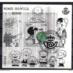 Hoja bloque humor grafico con matasellos de favor  fallo de impresion tinta negra