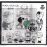 Hoja bloque humor grafico con matasellos de favor  fallo de impresion tinta negra