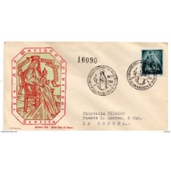 Carta con matasellos commemorativo congreso mariano de 1954 zaragoza