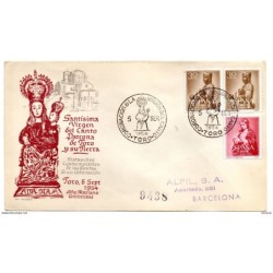 Carta con matasellos commemorativo coronacion de la virgen del canto toro de 1954