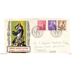 Carta con matasellos commemorativo congreso mariano de 1954