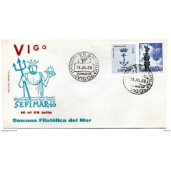Carta con matasellos commemorativo exposicion filatelica vigo de 1966