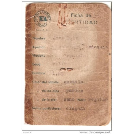 Ficha de identidad maritima de 1941