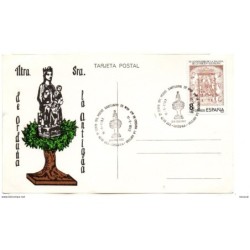 Tarjeta  con matasellos santuario de nuestra señora de orduña de 1982