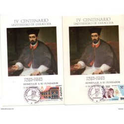 2 tarjetas homenaje al fundador universidad de zaragoza