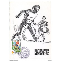 Tarjeta   con matasellos commemorativo de  exposicion filatelica deportiva numerada