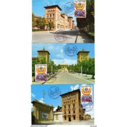 3 tarjetas con matasellos commemorativo zaragoza