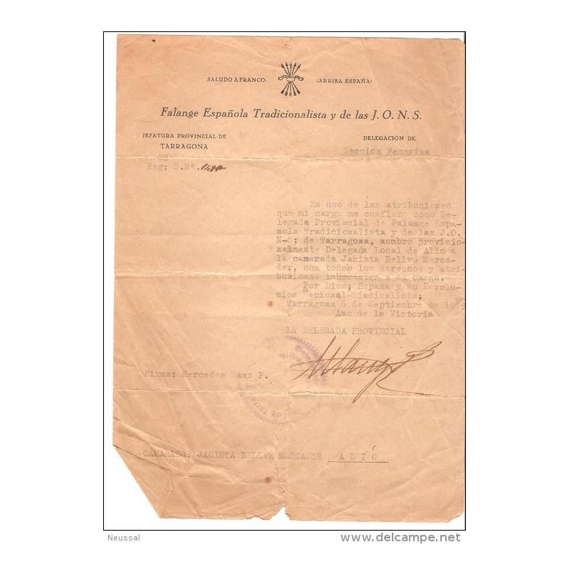Papel de la falange española y de la jons tarragona Papel de la falange española y de la jons tarragona