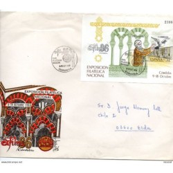 Carta con matasellos commemorativo de exposicion filatelica de cordoba de 1988