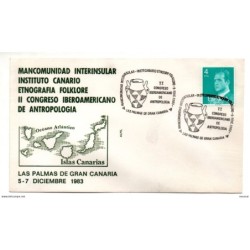 Carta con matasellos commemorativo de  congreso de antropologia  las palmas de 1983