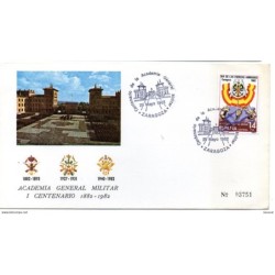 Carta con matasellos commemorativo de  academia militar zaragoza de 1982
