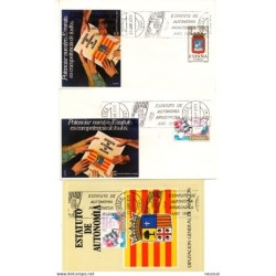 2cartas  1 tarjeta  con matasellos commemorativo de  estatuto de autonomia aragonesa de 1982