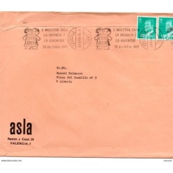 Carta con matasellos commemorativo de muestra para la infancia de valencia 1982