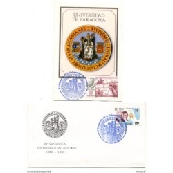 Tarjeta  carta  con matasellos commemorativo de centenario de universidad zaragoza
