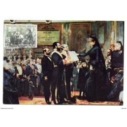 Tarjeta con matasellos commemorativo de 100 años de las camaras de comercio