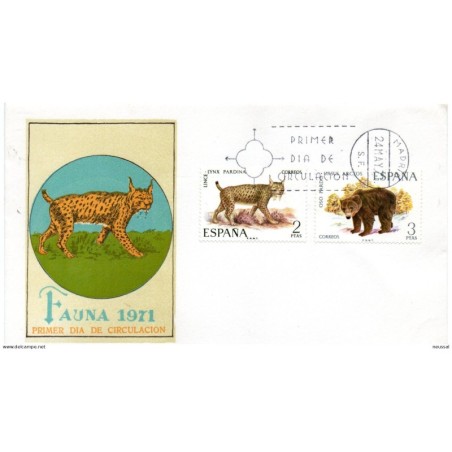 Sobre  de primer dia fauna de 1971