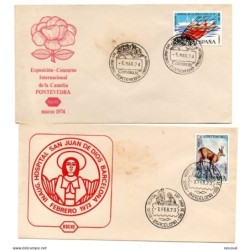 2 sobres con matasellos commemorativo de 197374