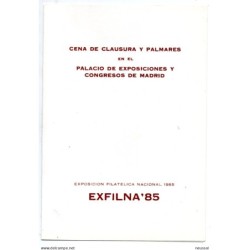 Tarjeta  con matasellos commemorativo de cena de clausura de 1985