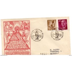 Carta con matasellos commemorativo de coronacion virgen de balaguer 1955