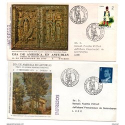 2 cartas  con matasellos commemorativo de dia de america en asturias 1977