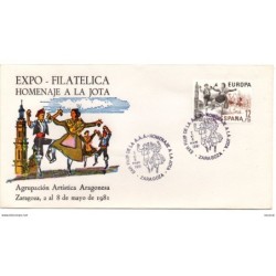 Carta  con matasellos commemorativo de  homenaje a la jota