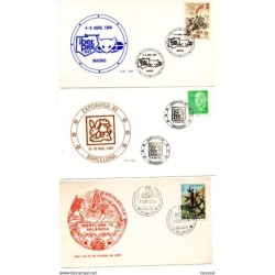 3 tarjetas con matasellos commemorativos diferentes