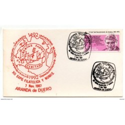 Tarjeta con  matasellos conmemorativo de aranda del duero de 1987