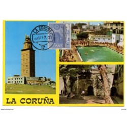 Tarjeta con matasellos commemorativo de La coruña