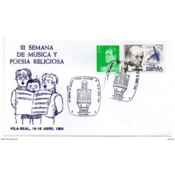 Carta con matasellos commemorativo  semana de la poesia  vilareal