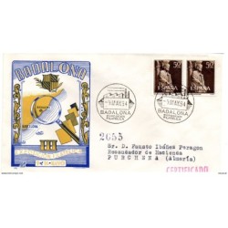 Carta con matasellos commemorativo   exposicion de badalona de 1954